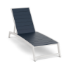 Urban Pointe MGP commercial chaise lounge with Sky White aluminum frame, Dupione Sapphire MGP slats, and adjustable reclining back