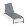 Urban Pointe sling commercial chaise lounge with Titanium Gray aluminum frame, Kozo Jewel sling fabric, and adjustable reclining back