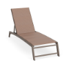 Urban Pointe padded sling commercial chaise lounge with Textured Espresso aluminum frame, Windsor Apricot padded sling, and adjustable reclining back