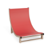 Wave sling commercial patio sand chair with Satin Amber aluminum frame, Straw Mat Coral sling fabric, and curved low-profile seating
