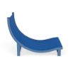 Side view of Wave sling commercial patio sand chair with Steel Blue aluminum frame, Marina blue sling fabric, and curved seat profile