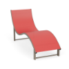 Wave sling commercial chaise lounge with Satin Amber aluminum frame, Straw Mat Coral sling fabric, and sculpted wave-style profile