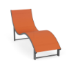 Wave sling commercial chaise lounge with Slate Grey aluminum frame, Snappy orange sling fabric, and sculpted wave-style profile