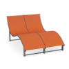 Wave raised double sling commercial chaise lounge with Slate Grey aluminum frame, Snappy orange sling fabric, and curved two-person design
