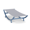 Coastal Arch commercial sling hammock with Steel Blue aluminum frame, Charm Ice Blue sling fabric, and gently suspended lounging surface