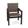Coastal sling commercial patio dining chair with Coffee Bean aluminum frame, Turquesa sling seat and back, and curved armrests