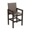 Coastal sling commercial patio bar chair with Coffee Bean aluminum frame, Turquesa sling seat and back, armrests, and footrest
