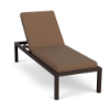 Coastal cushioned commercial patio chaise lounge with Coffee Bean aluminum frame, Cocoa cushions, and adjustable reclining back