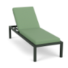 Coastal Luxury XL cushioned commercial patio chaise lounge with Hunter Green aluminum frame, Dupione Paradise green cushions, and adjustable back