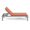 Side view of Coastal Luxury XL cushioned commercial patio chaise lounge with Slate Grey aluminum frame, Dura-Flex Coral cushions, and adjustable back