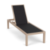 Coastal MGP commercial chaise lounge with textured beige aluminum frame, Susquehanna Grey MGP slatted seat and back, and adjustable backrest