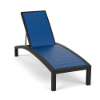 Coastal Pointe MGP commercial chaise lounge with Textured Charcoal frame, Royal Blue slatted MGP surface, and adjustable reclining backrest