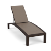 Coastal Pointe sling commercial chaise lounge with Coffee Bean frame, Taupe Tweed sling fabric, curved profile, and adjustable backrest