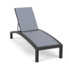 Coastal Pointe sling commercial chaise lounge with Starlight Black frame, Jazzy Twilight sling fabric, curved profile, and adjustable backrest