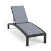 Coastal Pointe padded sling commercial chaise lounge with Starlight Black frame, Jazzy Twilight padded sling, curved profile, and adjustable backrest