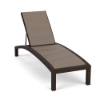 Coastal Pointe padded sling commercial chaise lounge with Coffee Bean frame, Taupe Tweed padded sling, curved profile, and adjustable backrest