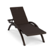 Coastal Arch MGP commercial chaise lounge with Coffee Bean frame, Northeastern Walnut MGP seat and back, curved arms, and adjustable backrest