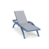 Coastal Arch sling commercial chaise lounge with Steel Blue aluminum frame, Charm Ice Blue sling, curved arms, and adjustable backrest