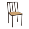 Sonoma aluminum cushioned commercial patio dining chair with Coffee Bean frame, Golden seat cushion, and open slat back