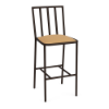 Sonoma cushioned commercial patio bar chair with Coffee Bean aluminum frame, Golden seat cushion, open slat back, and footrest