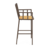 Side view of Sonoma cushioned commercial patio bar chair with arms, Textured Espresso aluminum frame, Canary seat cushion, and footrest