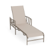 Sonoma commercial sling chaise lounge with arms, Satin Amber aluminum frame, Cane Oyster sling seat and back, and adjustable backres