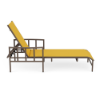 Side view of Sonoma commercial sling chaise lounge with arms, Textured Espresso aluminum frame, Canary sling, and adjustable backrest