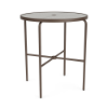 36-inch Sundance commercial acrylic patio bar table with Textured Espresso aluminum frame, round acrylic top, and center umbrella hole