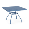 36-inch Sundance square commercial aluminum patio dining table in Steel Blue with perforated Bubble tabletop and center umbrella hole