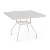 36-inch Sundance square commercial aluminum patio dining table in Sky White with solid tabletop and center umbrella hole