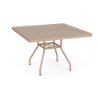 42-inch Sundance square commercial aluminum patio dining table in Textured Antique Beige with decorative Slat tabletop and center umbrella hole
