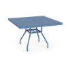 42-inch Sundance square commercial aluminum patio dining table in Steel Blue with perforated Bubble tabletop and center umbrella hole