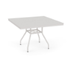42-inch Sundance square commercial aluminum patio dining table in Sky White with solid tabletop and center umbrella hole