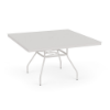 48-inch Sundance square commercial aluminum patio dining table in Sky White with solid tabletop and center umbrella hole