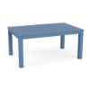 26 x 40 Coastal aluminum rectangle patio coffee table in Steel Blue with perforated Bubble tabletop and square legs