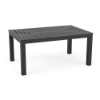 26 x 40 Coastal aluminum rectangle patio coffee table in Starlight Black with decorative Slat tabletop and square legs
