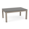 26 x 40 Coastal rectangular commercial patio coffee table with Satin Amber aluminum frame and gray MGP slat top