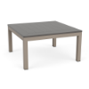 34-inch Coastal square commercial patio coffee table with Satin Amber aluminum frame and gray MGP slat top