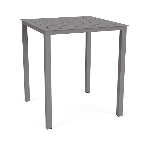 36-inch Coastal square aluminum commercial patio bar table in Titanium Gray with Cube pattern tabletop