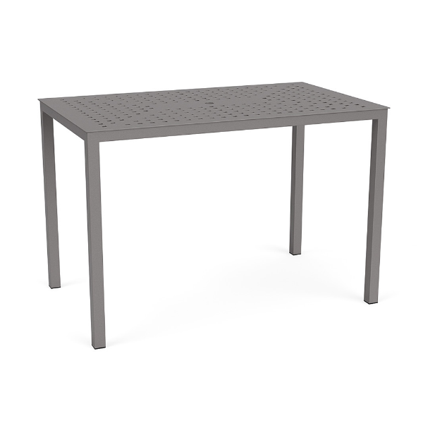 36 x 60 Coastal rectangular aluminum commercial patio bar table in Titanium Gray with Cube pattern tabletop