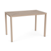 36 x 60 Coastal rectangular aluminum commercial patio bar table in Textured Antique Beige with geometric slotted tabletop