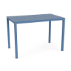 36 x 60 Coastal rectangular aluminum commercial patio bar table in Steel Blue with perforated Bubble pattern tabletop
