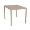 42 x 60 Coastal rectangular aluminum commercial patio bar table in Textured Antique Beige with geometric slatted tabletop