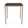 36-inch Coastal square commercial patio bar table with Textured Antique Beige aluminum frame and Northeastern Walnut MGP tabletop