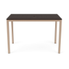 36 x 60-inch Coastal rectangular commercial patio bar table with Textured Antique Beige aluminum frame and Northeastern Walnut MGP tabletop