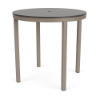 42-inch Coastal round commercial patio bar table with Satin Amber aluminum frame and Grey MGP tabletop