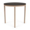 42-inch Coastal round commercial patio bar table with Textured Antique Beige aluminum frame and Northeastern Walnut MGP tabletop