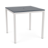42-inch Coastal square commercial patio bar table with Sky White aluminum frame and Navy MGP tabletop