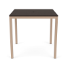 42-inch Coastal square commercial patio bar table with Textured Antique Beige aluminum frame and Northeastern Walnut MGP tabletop