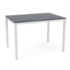 42 x 60 Coastal rectangular commercial patio bar table with Sky White aluminum frame and Navy MGP tabletop